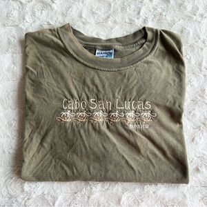 Vintage Cabo San Lucas Mexico Shirt Tee Mens XL Green Lizard Embroidered READ